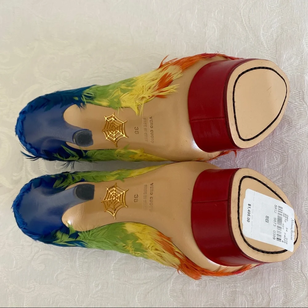 Charlotte Olympia Dolly Rainbow Feathered Pump
